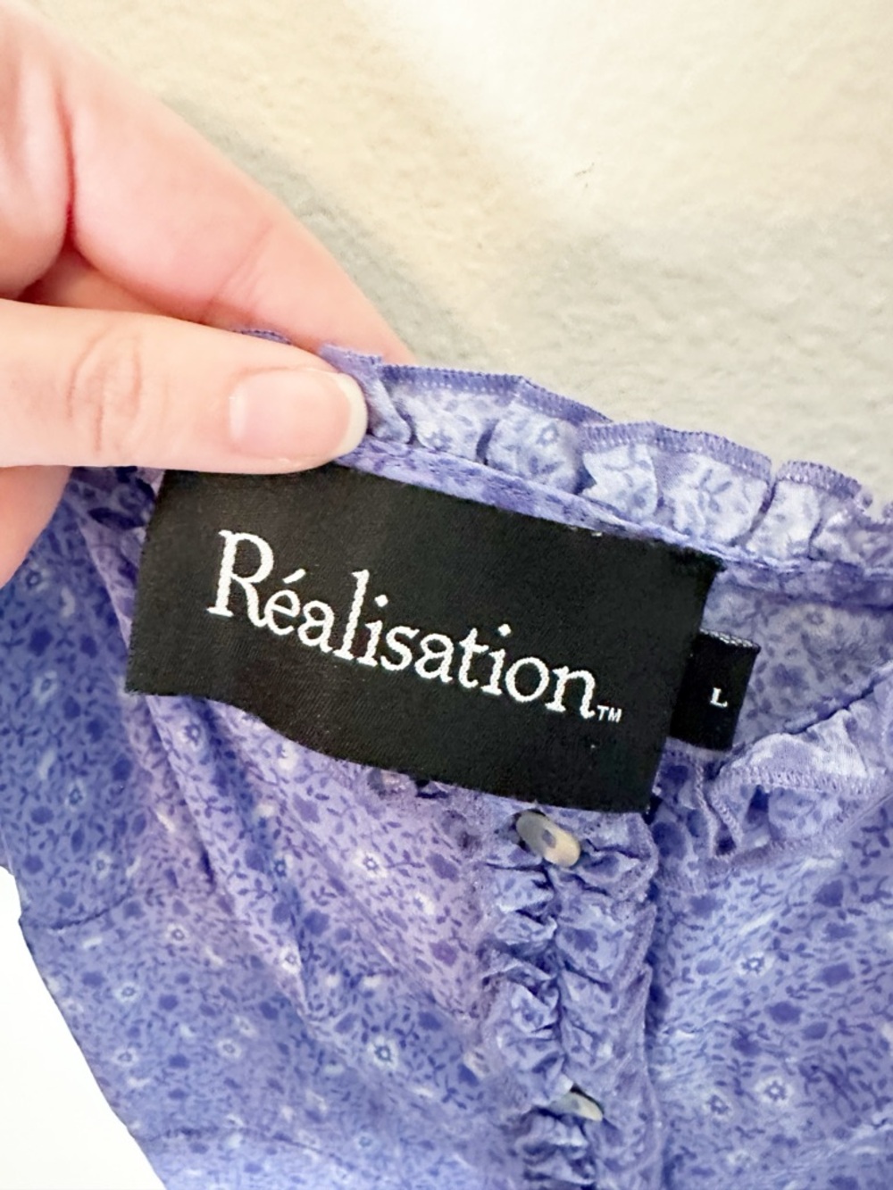 Réalisation Par The Julia 100% Silk Mini Dress Purple Haze Ditsy Floral Print L - Picture 8 of 10